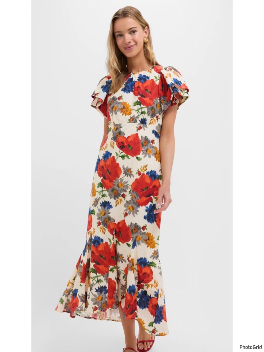 Tuckernuck Crimson Poppy Cotton Linen Elodie Dress